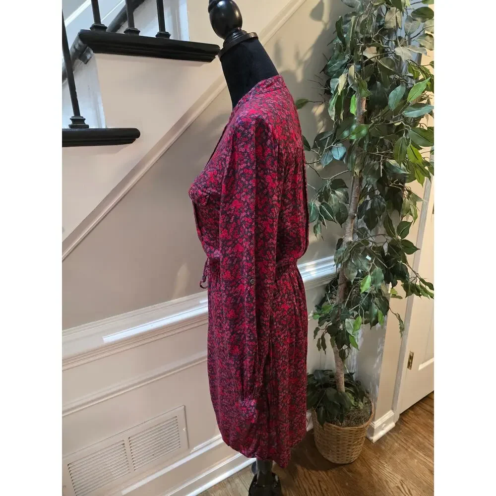 H&M Floral Shirt Dress Women's Size 10 Multicolor Collard Long Sleeves - Picture 7 of 14